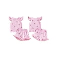thumbnail image 2 of BemeyourBBs Little Toddler Baby Girls Summer Clothes 2 Piece Cherry Outfits Cherry Print Flying Sleeve Round Neck Shirt Tops and Ruffle Shorts Set, 2 of 9