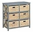 thumbnail image 3 of eHemco 3 Tier X-Side End Storage Cabinet with 6 Wicker Baskets, Gray, 3 of 4