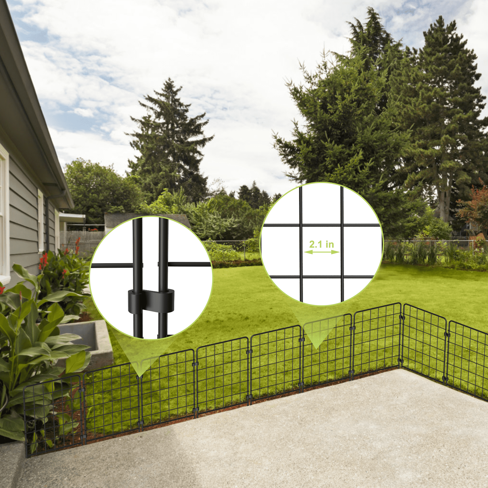 19‑Pack Decorative Garden Fence, 20ft Total Length, Black Metal Wire Grid Fence Panels for Outdoor Yard & Pet Barrier