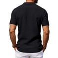 thumbnail image 6 of BangWanChi Mens Linen-Blend Fabric Half-Button Placket T-Shirts Man Solid Color Casual Short Sleeved Lapel Blouses T-Shirt, 6 of 6