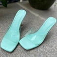 thumbnail image 4 of Anuirheih Clearance Slip on Sandals Women,Women's Casual Cute Transparent Crystal Heel Open Toe High Heel Slippers(Green), 4 of 5