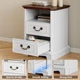 thumbnail image 6 of FANRAL Farmhouse Nightstand with Charging Station,2 Drawer Wood End Table,Small Side Bedside Table for Bedroom,White Nightstand, 6 of 7