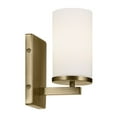thumbnail image 2 of KICHLER Crosby 1-Light Natural Brass Bathroom Indoor Wall Sconce Light with Satin Etched Cased Opal Glass Shade, 2 of 5