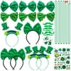 ToyExpress 97PCS St. Patrick's Day Party Favor Accessories, 6 Serve Dressing-up Set, with Shamrock Hat Headband, Necklace, Bow Headband, Sequin Bow, Beards,Shamrock Tattoo,Sticker for Party Decoration