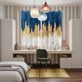 thumbnail image 5 of Blue Gold Kitchen Curtains 84 Inch Length, Modern Street Art Splatter Foil Painting Grommet Top Bedroom Living Room Curtains, Light Filtering Cafe Curtain Drapes 2 Panels Set 104''x84'', 5 of 9