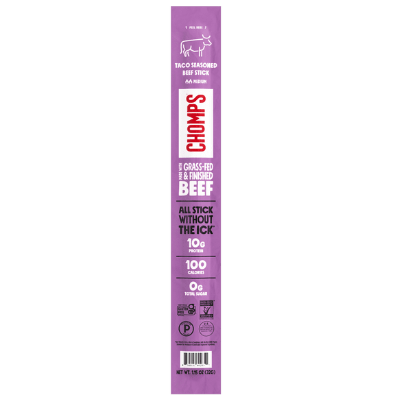 Chomps Grass-Fed & Finished Taco Beef Stick, 1.15oz