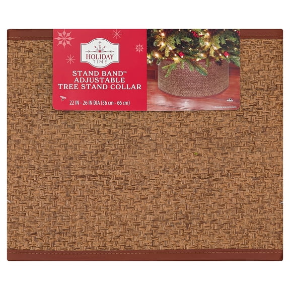Wicker Stand Band Adjustable Christmas Tree Collar, Brown, 22"-26", by Holiday Time