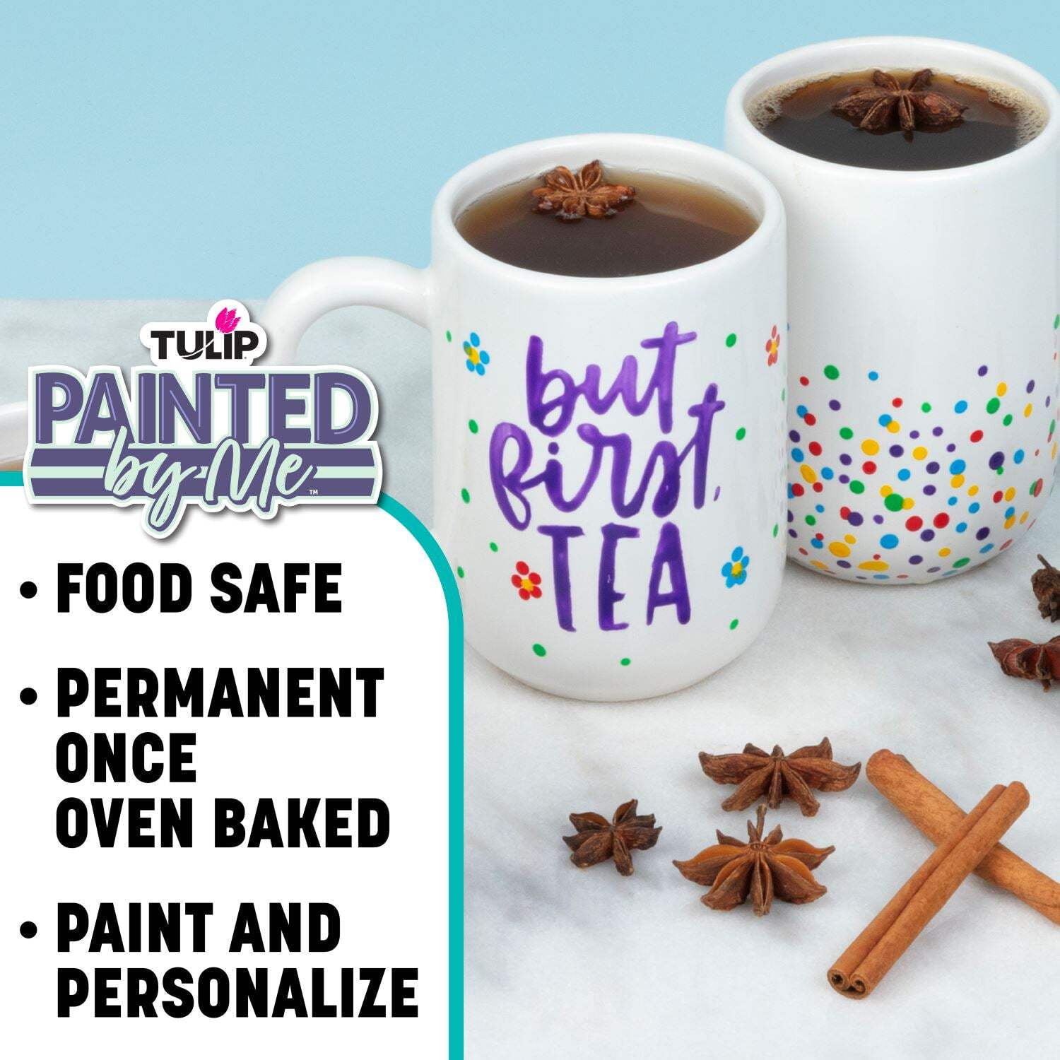 Tulip Painted by Me Mug Painting Craft Kit, 16 Piece Set with 4 Mugs, 8 Paint Pots and 4 Brushes