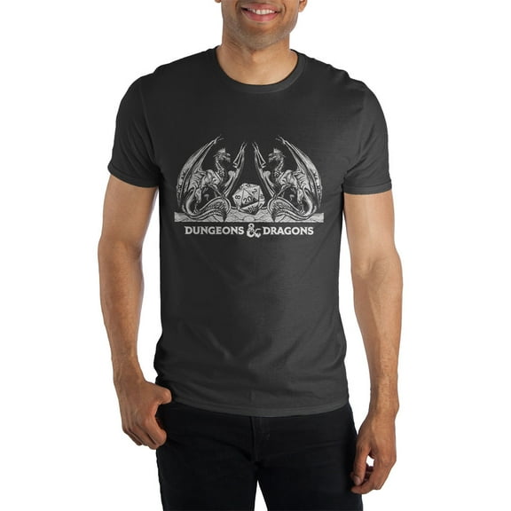 Dungeons and Dragons Dragons with D20 Shirt in Black-Medium