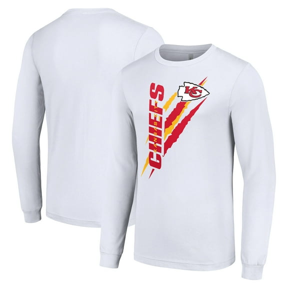 Men's Starter  White Kansas City Chiefs Color Scratch Long Sleeve T-Shirt