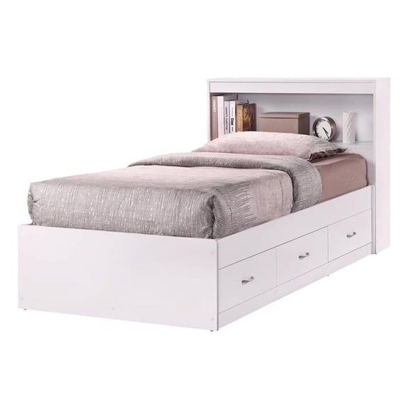 Pemberley Row Engineered Wood White Twin Captain Storage Bed Rectangular 85.6" Unassembled