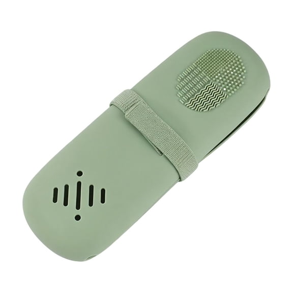 Travel Makeup Brush Holder, Make Up Organizer Bag Case, Cosmetic pouch,Toiletry Organizer, Silicon Small Makeup Brush Purse (Green, 8''x3'')