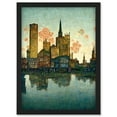 thumbnail image 1 of Flower Fireworks City Skyline Reflection Abstract Artwork Framed Wall Art Print A4, 1 of 4