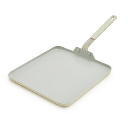 GreenPan Bobby Flay 11" Aluminum Ceramic Nonstick Square Griddle, Cream White, Dishwasher Safe