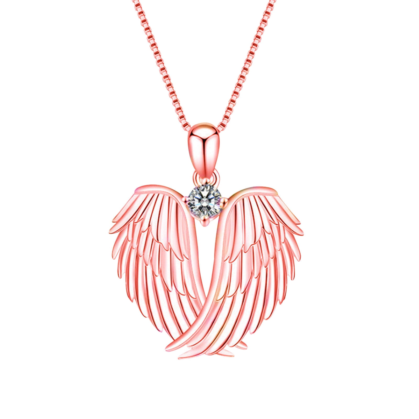 SDJMa Angel Wings Necklace 925 Sterling Silver Guardian Angel Wings Pendant Birthstone Necklace for Women Jewelry Gifts