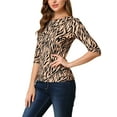 thumbnail image 4 of Unique Bargains Women's Halloween Costume 1/2 Sleeve Round Neck Floral Top L Apricot-Zebra, 4 of 7