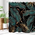thumbnail image 4 of ZXMBF Cortina de ducha con hojas de palma tropicales, color verde dorado, hoja de plátano abstracta, planta botánica moderna, naturaleza estética, decoración de baño verde esmeralda, tela impermeable, 4 of 5