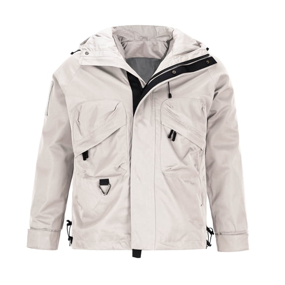 Bazeneo Men's Waterproof Warm Coats Winter Casual Jacket with Hood Long Sleeve Thermal Workwear Solid Colour Multi Pocket Tactical Jacket Fashion Outdoor Jackets for Walking Mountain