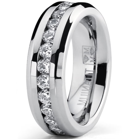 Women's 6MM Ladies Eternity Titanium Ring Cubic Zirconia Wedding CZ