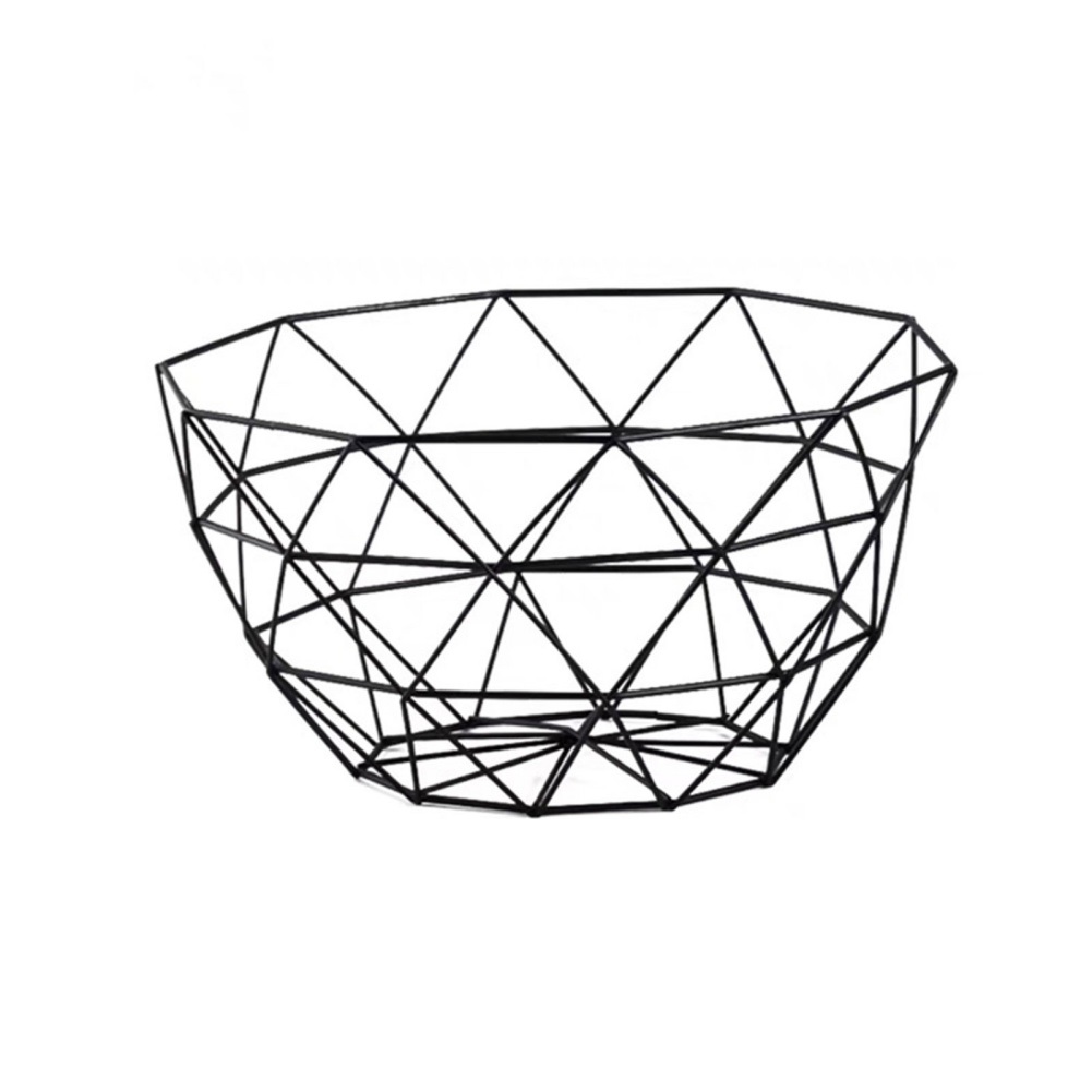 Metal Wire Fruit Vegetable Storage Bowls Creative Geometric Storage Baskets for Snacks Bread Storage Drain Basket Stand - image 1 of 8