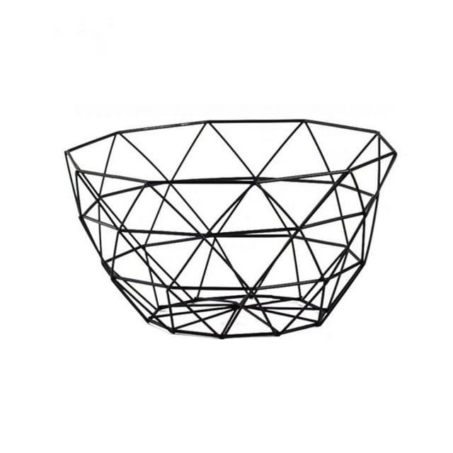 Metal Wire Fruit Vegetable Storage Bowls Creative Geometric Storage Baskets for Snacks Bread Storage Drain Basket Stand