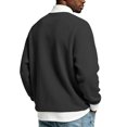 thumbnail image 4 of LYSMORA Men's Contrast Collar Cuff Waffle Knit Quarter Zip Pullover Sweatshirt, Fake Two Piece Loose Long Sleeve Casual Athletic Tops, 4 of 7