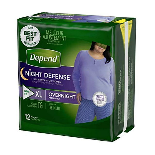 Extra Large Overnight Depends - Night Defense Incontinence Underwear for Women,12 count - XL