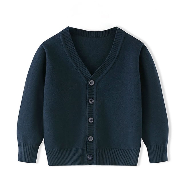 Liyamei Unisex Boy' Girls' Cardigans Sweater V Neck Long Sleeve Button Soild Knit Sweaters For 2 10 Years