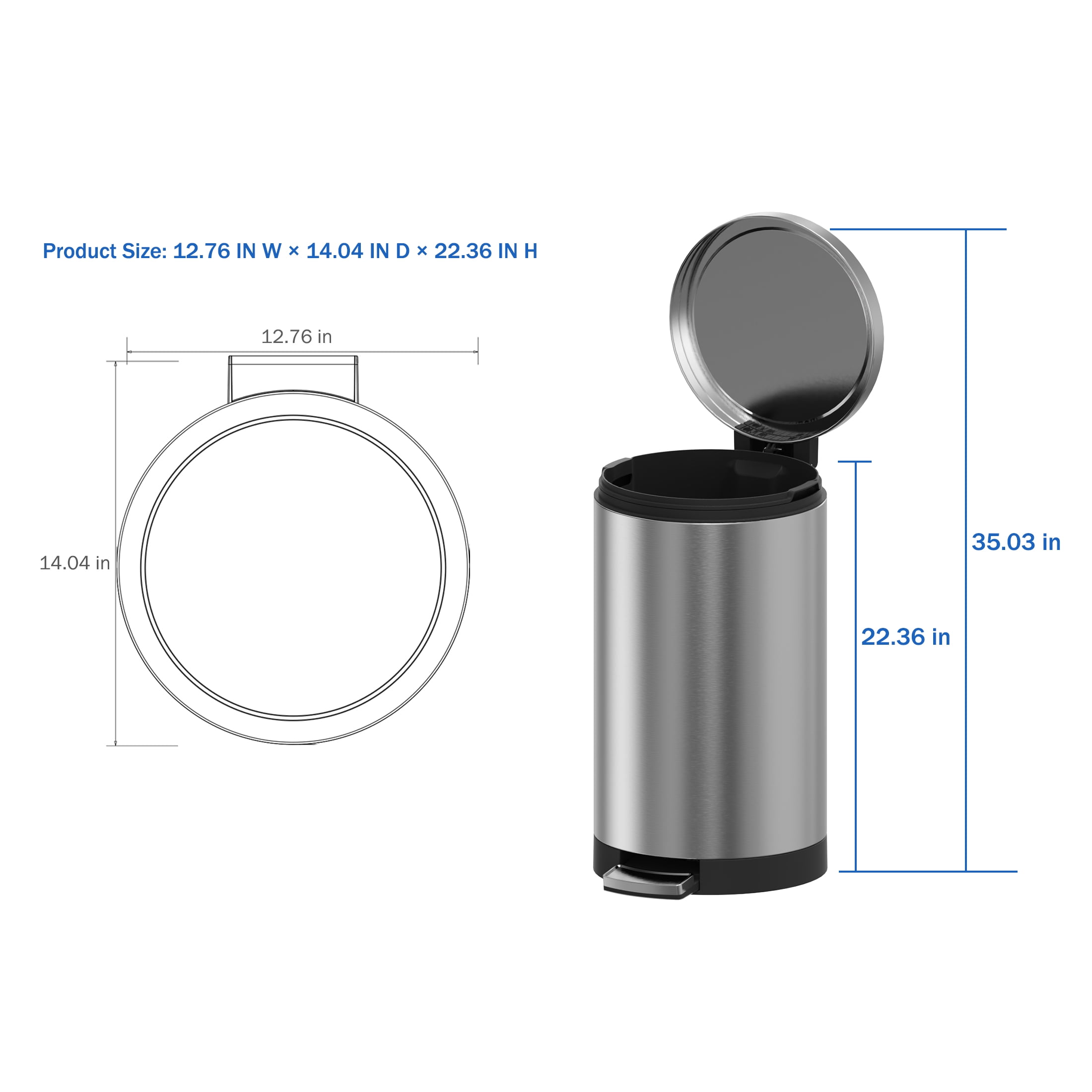 SimplyKleen Kitchen Trash Can, 7.9 Gallon Stainless Steel Step Garbage Bin with Lid, Silver