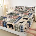 thumbnail image 4 of Castle Fairy Teens Rustic Patchwork Wildlife King Sheets 4pcs,Deer Bear Moose Plaid Tribal Bedding,Tan Olive Black,1 Fitted Sheet, 1 Flat Sheet and 2 Pillowcases, 4 of 6