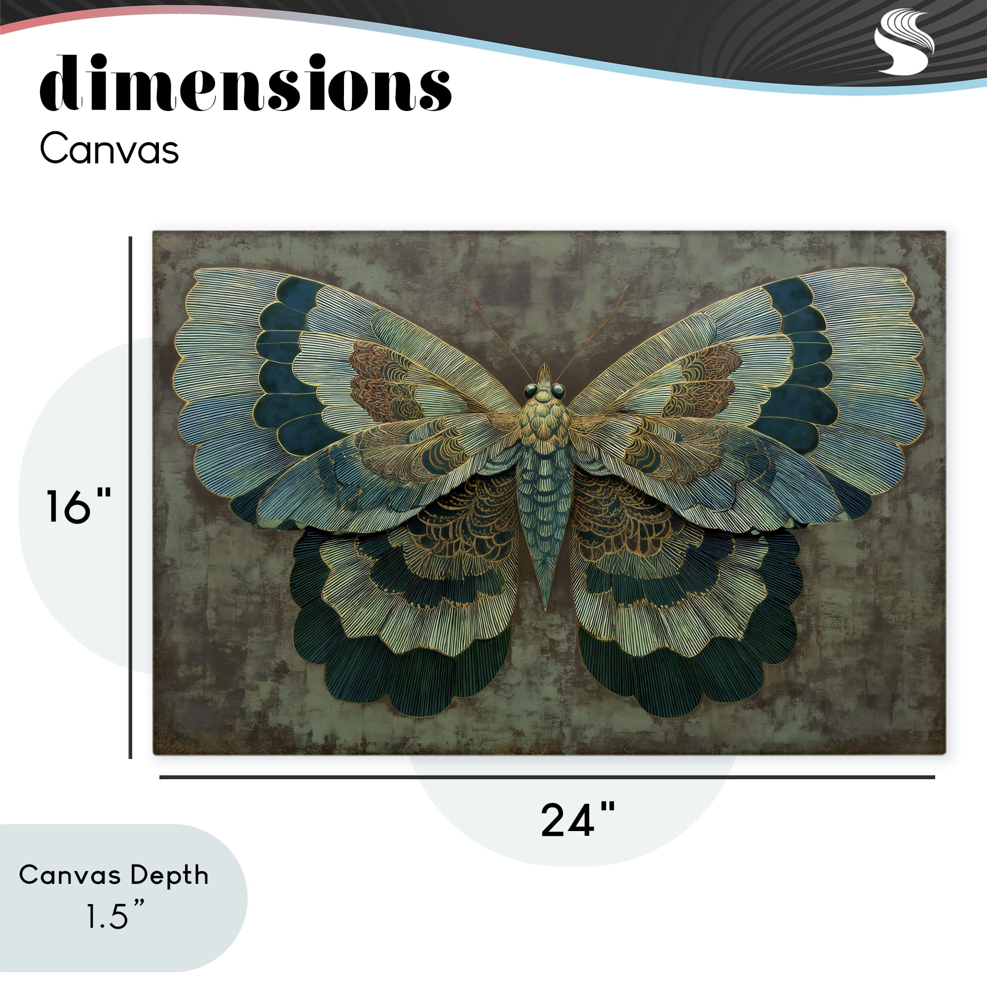 Stupell Industries Golden Jewel Butterfly Canvas Wall Art, design by Petal Prints Design