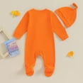 thumbnail image 6 of Ruyang New Born Baby Boys Footie Romper Sets Unisex Solid Color Long Sleeve Zipper Jumpsuit with Beanie 2Pcs Outfits, 6 of 8