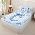 thumbnail image 2 of Homewish Girls Blue Bowknot Zipper Full Size Comforter Sets with Fitted Sheet and 2 Pillowcases,Blue Letter C Monogrammed Zipper Bedding Set For Girls Kids,Reversible,4-Piece, 2 of 7