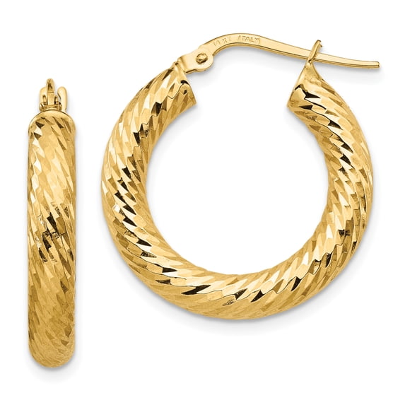 Beautiful Leslie's 14K 4x15 D/C Round Hoop Earrings