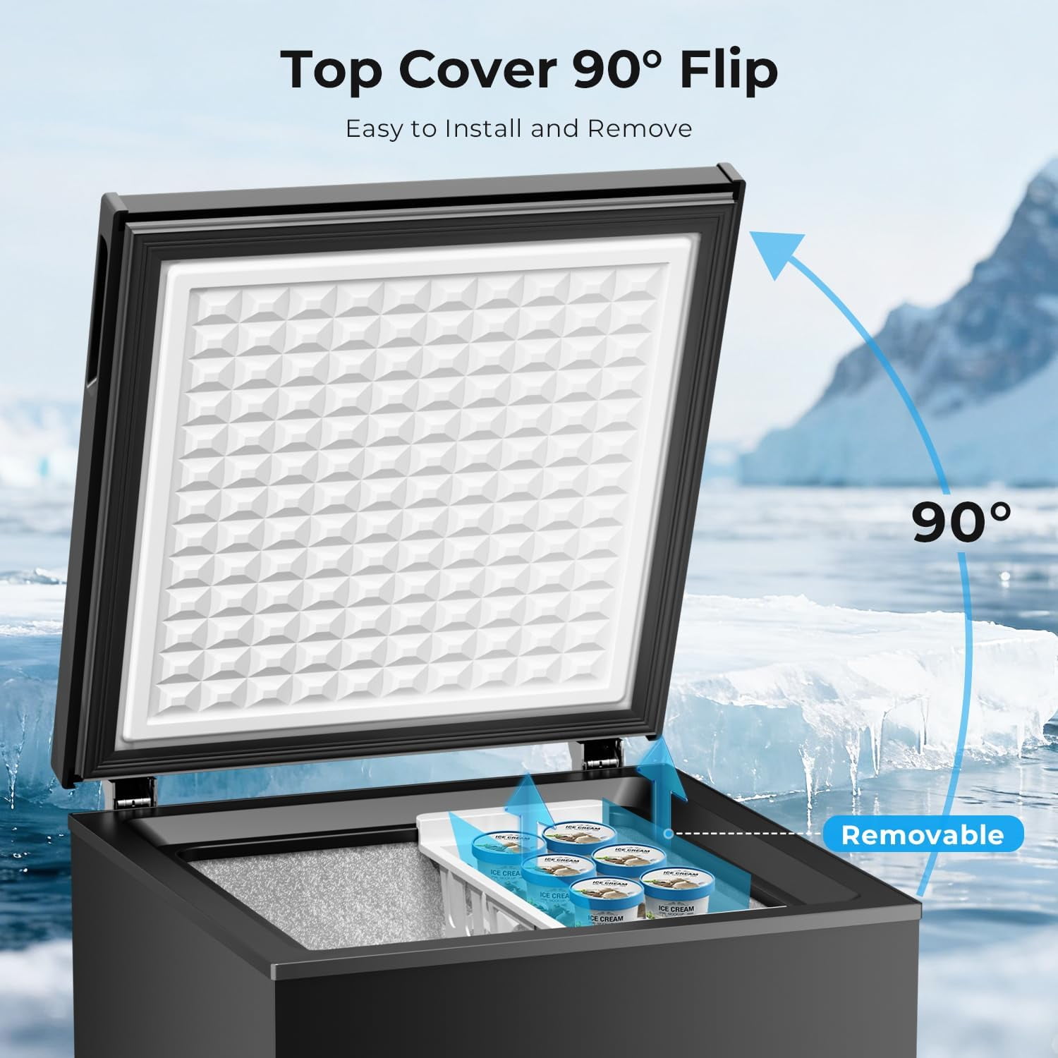 WAA 3.2 Cu.Ft Deep Freezer 14℉ to 40℉ Low Temp,Removable Basket,Freestanding for Home (Black)