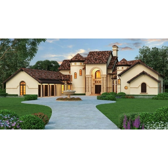 015-6564: Luxury Mediterranean 3 Bed, 5 Bath Luxury Home Plan, 5910 Sq Ft: Full Blueprints with License to Build by Home Plan Marketplace - Lesuto