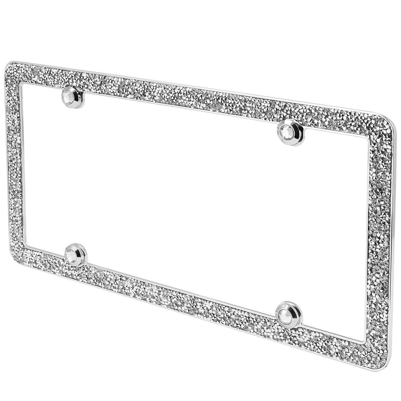 Auto Drive Crushed Bling Chrome License Plate Frame photo 2