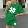 thumbnail image 6 of Fesfesfes Kids Outfits Girls St Patrick's Day Outfits Children's Boys Girls Short Sleeve Tops Short Pants Girls Clothes 2PCS Set, 6 of 6