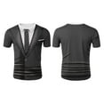 thumbnail image 2 of Manyakai Men's Faux Real 3D Photo-Realistic Short Sleeve Suit T-Shirt Funny Tuxedo Suit Shirt Dark Gray XXL, 2 of 8