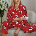 thumbnail image 6 of Picia Bulldog Red Pattern Women’s Long-Sleeve Sleepwear Set - Soft 2-Piece Loungewear with Pockets, Comfy PJs for Relaxing Nights-Medium, 6 of 7