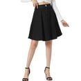 thumbnail image 1 of FALDA DE JEAN DENIM NEGRA A-LINE DE CINTURA ALTA PARA MUJERES CHIC INSPIRADA, 1 of 6