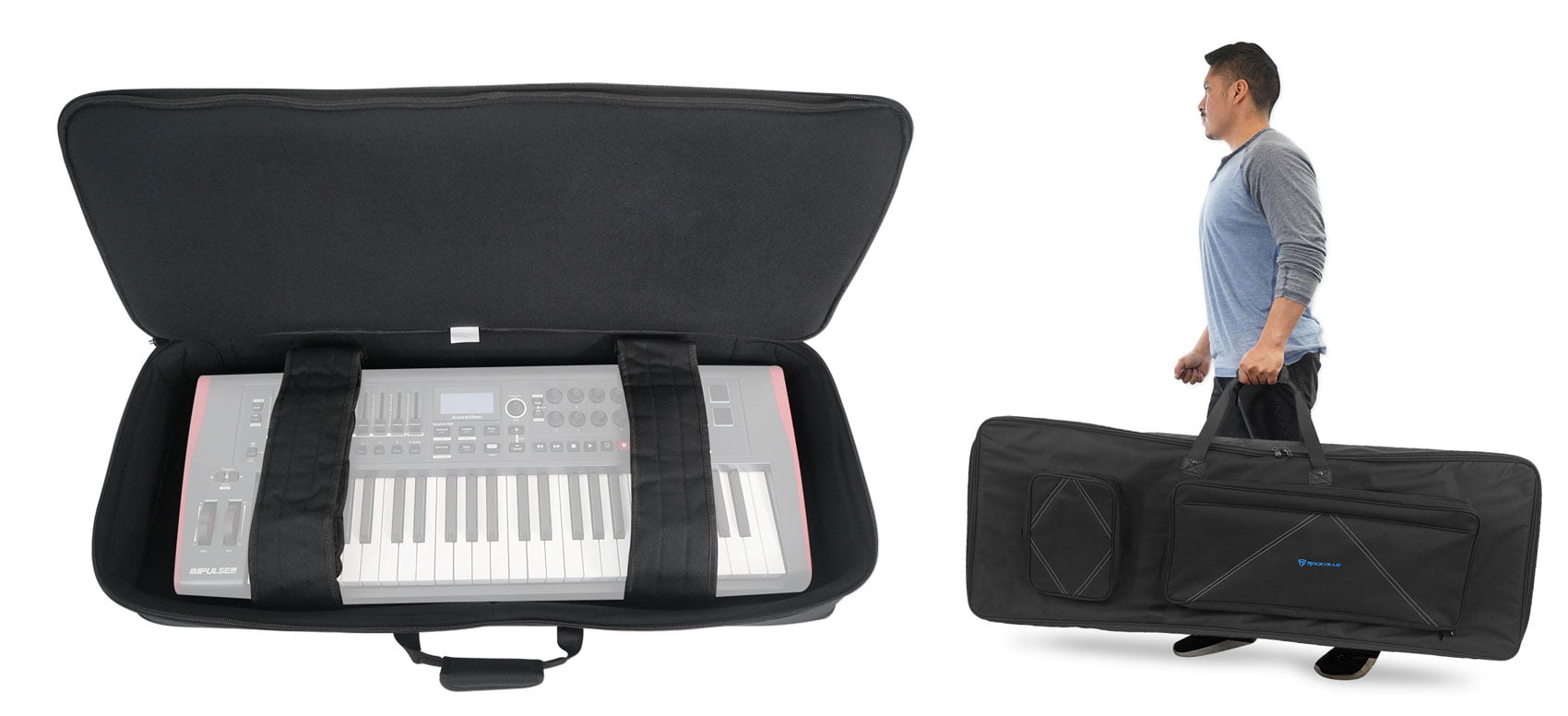 Rockville BEST BAG Padded Keyboard Gig Bag Case for Arturia Keylab Essential 49 
