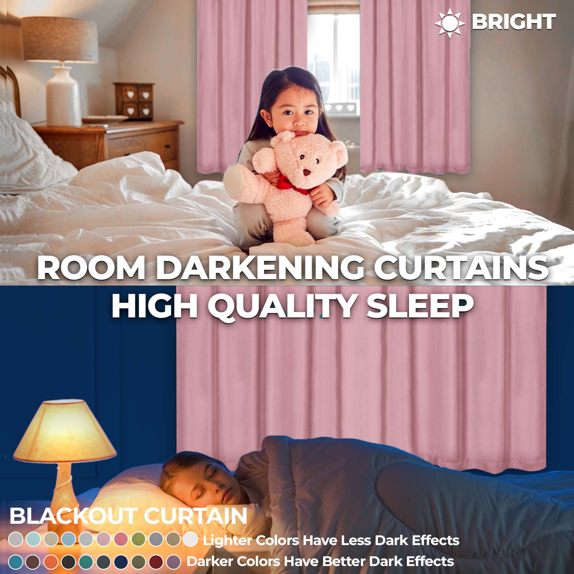 Superior Blackout Solid Light Filtering Grommet Curtain Panel Set, 42" x 96", Mauve chalk