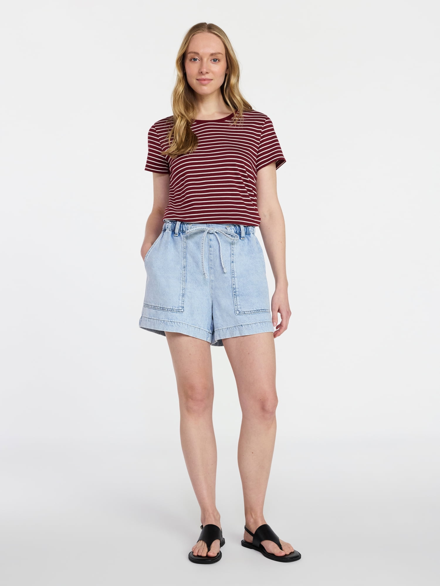 Time and Tru Women's Drapey Utility Shorts, 4" Inseam, Sizes XS-XXXL