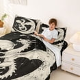thumbnail image 3 of Feelyou Crescent Moon Dragon Full Size Sheets for Men Women Kids, Star Cloud Vintage Wildlife Bed Sheets, Black Cream, 4pcs, 3 of 5