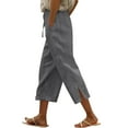 thumbnail image 6 of Gray Women's Casual Pants, Women Fashion High Waisted Wide Leg Pants Drawstring Elastic Trousers Comfy Straight Leg Long Pants With Pockets,Women's Casual Pants L, 6 of 6