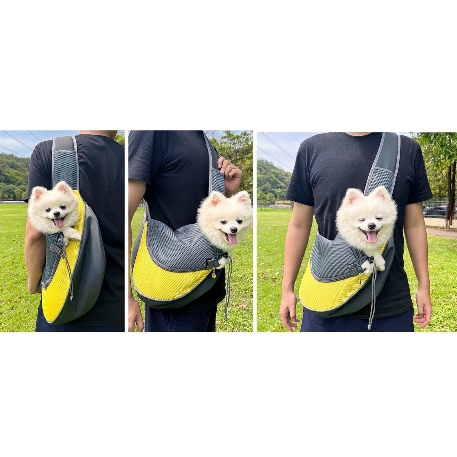 Pet Dog Sling Carrier 0-5 lbs, Pet Backpack, Drawstring Dog Papoose with Adjustable Strap, Breathable Mesh Bag for Puppy Cat, Crossbody Satchel Dog Purse for Outdoor Travel Walking