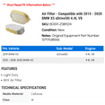 thumbnail image 2 of Air Filter - Compatible with 2015 - 2020 BMW X5 xDrive50i 4.4L V8 2016 2017 2018 2019, 2 of 2