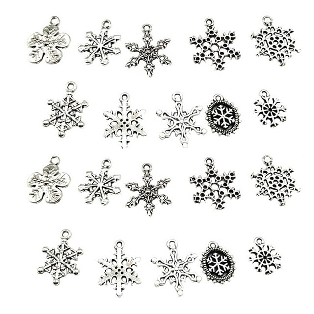 20pcs DIY Alloy Pendants Snowflake Pendants Funny Jewelry Accessories (Silver)