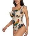 thumbnail image 5 of Daiia Rooster Women's One Piece Swimsuits Personalized One Shoulder Swimwear Asymmetric Ruffle Bathing Suits-Medium, 5 of 8